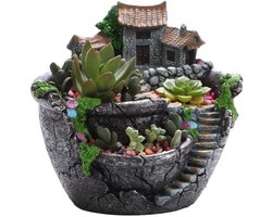 Creatieve Bloempot - Huisvormige Pot - Planten Decoratie - Handgemaakte Ambacht - 175 x 17 x 16 cm - Geschilderd