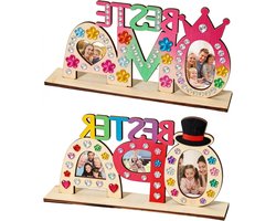 Creatieve doe-het-zelf set met houten bord om te beschilderen, inclusief strass-steentjes, origineel cadeau voor grootouders voor Kerstmis, verjaardag of Pasen, perfect voor hobbyisten en knutselaars