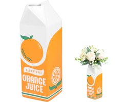 Creatieve Keramische Vaas als Sinaasappelsap Pak, Decoratieve Bloemenvazen voor Woonkamer en Keuken