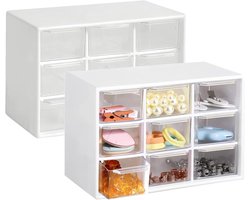 Creatieve opbergdoos met 9 mini-lades, bureau-organizer voor kantoorbenodigdheden en accessoires, ideaal voor knutselprojecten.