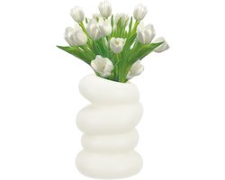 Creatieve Stijlvolle Bloemvaas van Kunststof - Onbreekbaar - 15x9x8 cm - Witte Vaas voor Boeket - Woonkamer - Kantoor - Bruiloft en Feest