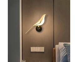 Creatieve wandlamp in de vorm van een vogel, slaapkamerhoofdbord, woonkamer, eksterwandlamp, Nordic Light, luxe LED-wandlamp voor gangpad of veranda.