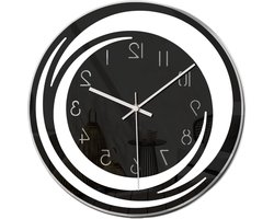 Creatieve zwarte moderne wandklok - stille decoratieve ronde klok - wanddecoratie voor woonkamer restaurant kantoor - 38 cm