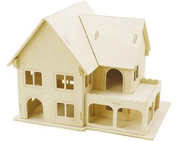 Creativ Company 3D Houten Constructie Set Huis - afm 22,5x16x17,5 cm
