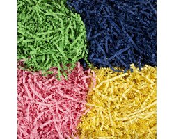 Creativ Company Crinkle Papier Blauw Donkergroen Roze en Geel 4x50 gr