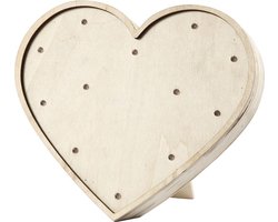 Creativ Company decoratieve lichtbox hart van hout met LED verlichting.