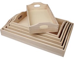 Creativ Company Dienbladen Hoogte 5 cm Lengte 29+32+35+38+41+44 cm Breedte 16.5+19+22+25+27+30 cm 6 stuks/ 1 Set