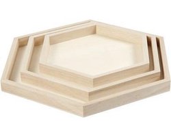 Creativ Company Houten Dienbladen Hexagon set 3 stuks 21-31 cm