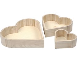 Creativ Company Houten Hartvormige Schalen sets 3 stuks h: 13-25 cm