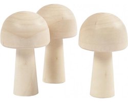 Creativ Company houten paddenstoelen decoratie set 3 stuks 5,2x2,9 cm.