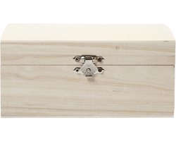Creativ Company Houten Schatkist – Houten Kistje om te Versieren – Met Metalen Sluiting – 16,5 x 11 x 8,55 cm – Naturel