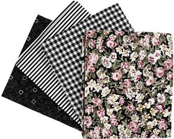 Creativ Company Patchwork Stof, 45x55 cm, 100 gr, Zwart, 4 Stuk, 1 Bol