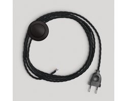 creative cables - Bedrading voor vloerlamp, Kabel TC04 Katoen Zwart 3 m. Kies kleur van schakelaar en stekker. - Zwart