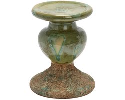 Creative Co-Op Sculpturale Terracotta Kaarsenhouder, Tweekleurig, Verweerd Groen