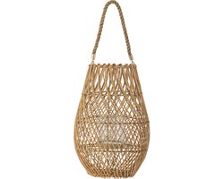Creative Collection Bloomingville - Edin Lantaarn met windlicht glas - natuurlijk rattan