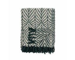 Creative Collection - Plaid gerecycled katoen - groen botanisch - 130x160cm