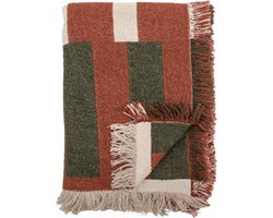 Creative Collection - Plaid York - 130x160 cm - gerecycled katoen - bruin/roze/groen/wit