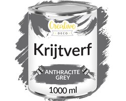Creative Deco 1000 ml Antraciet Grijs Krijt-Verf | Mat en Wasbaar | Perfect voor Renovatie, Decoratie en Decoupage van Meubels | Egen en Gradient Effect Mogelijk