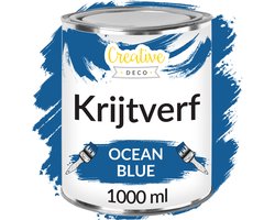 Creative Deco 1000 ml Blauw Krijt-Verf | Mat en Wasbaar | Perfect voor Renovatie, Decoratie en Decoupage van Meubels | Egen en Gradient Effect Mogelijk