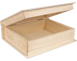 Creative Deco Effen Houten Boekomslag | Boekenkast | 24 x 19 x 7,5 cm | Ongeverfd Onbehandeld om te Versieren | Perfect voor Decoreren, Decoupage en Opslag