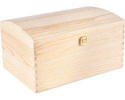 Creative Deco Grote Doos Schatkist Opbergkist Houten | 34,5 x 25 x 19,2 cm | met Deksel | Kerst, Kerstmis Cadeau