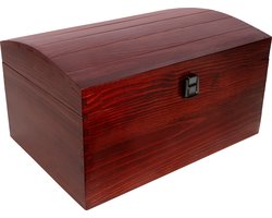 Creative Deco Grote Doos Schatkist Opbergkist Houten Rood | 34,5 x 25 x 19,2 cm | Hout Cadeau Kunst | met Deksel