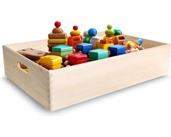 Creative Deco Grote Effen Houten Doos Kist Ongeverfd | 60 x 40 x 13,5 cm (+/- 1 cm) | met Handgrepen | Perfect voor Kest Kestmis, Kostbaarheden, Speelgoed en Gereedschap