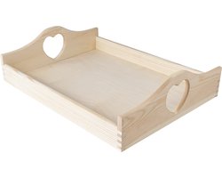 Creative Deco Grote Houten Dienblad Thee Ontbijt Hart Gewoon met Handvatten Perfect om te Versieren en te Personaliseren voor Bed om te Eten