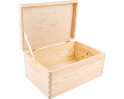Creative Deco Grote Houten Doos Opberg-Kist | 30 x 20 x 14 cm (+/-1cm) | met Deksel | Borst voor Decoratie Decoupage | Perfect voor Documenten, Voorwerpen, Speelgoed, Gereedschap | RUW EN ONVERZEGELD