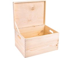 Creative Deco Grote Houten Doos Opberg-Kist | 30x20x14cm (+/-1cm) | met Deksel | Borst voor Decoratie Decoupage | Perfect voor Documenten, Voorwerpen, Speelgoed, Gereedschap | RUW EN ONVERZEGELD