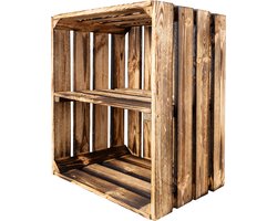 Creative Deco Houten Doos met Plank | 50 x 40 x 30 cm | Houten Mand Vintage Stijl Verbrand | Ideaal voor Opslag Cadeau Decoratie DIY | voor Documenten Speelgoed Gereedschap