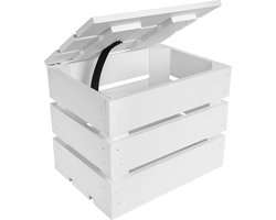 Creative Deco | Houten kist met deksel Wit | 27,5 x 20 x 21,5 cm | Houten krat met deksel | Houten kratten, perfect voor kunstenaars in hun atelier | Fruitkisten van hout met deksel: praktisch en decoratief voor elke ruimte