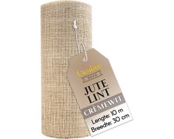 Creative Deco Jute Lint Wit | Rol 30 cm Breed 10 m Lang | DIY Kunst & Handwerk Cadeauverpakking Boho Tafelloper Bruiloft
