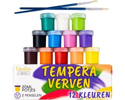Creative Deco Kinderen Wasbare Verf Verfset | 20 ml x 12 stukken | Kinderen | | SINTERKLAAS CADEAU | Basis Kleuren | Veilig en Niet-Giftig