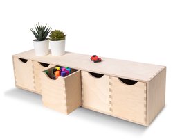 Creative Deco Mini Houten Kist met 5 Laden | Opbergkast | Onbeschilderd Multiplex | 57 x 13 x 13 cm | Perfect voor Opbergen, Decoupage en Decoreren