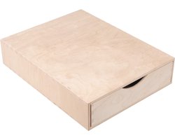 Creative Deco Mini Houten Kist van 1 lade | Opbergkast Box | Onbeschilderd Multiplex | 33 x 25 x 7,8 cm