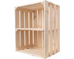 Creative Deco Natuurlijke Houten Kist met Plank | 50 x 40 x 30 cm | Houten Mand Ideaal voor Opslag Cadeau Decoratie DIY