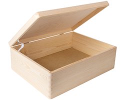 Creative Deco XL Grote houten kist met deksel | 40x30x14 cm (+/-1cm) | Geheugenkistje Houten babykistje met deksel Ongelakt kistje Zilveren scharnieren | Voor documenten Speelgoed Gereedschap