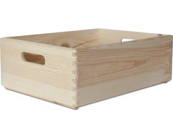 Creative Deco XL Platte Houten Kist – 40 x 30 x 14 cm – DIY Opbergdoos