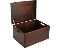 Creative Deco XXL Grote Houten Doos Opbergdoos Bruin | 40 x 30 x 24 cm | met Deksel en Handvatten | Kerst, Kerstmis Cadeau