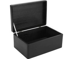 Creative Deco Zwart Grote Houten Doos Opbergdoos | 30 x 20 x 14 cm | met Deksel | Documenten, Kostbaarheden, Speelgoed en Gereedschap