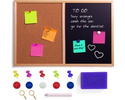 Creative Home 60 x 40 cm 2in1 Krijt Magnetisch Bord Kurk Prikbord voor Kinderen | Met Krijt, Spons, Pinnen en 5 Magneten