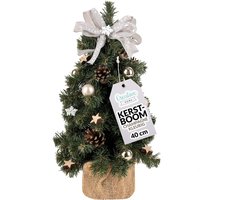 Creative Home Kunstmatige Xmas Tree Gedecoreerd Taupe | Afmeting 40 cm | Kleine Kegel | voor Tafel Bureau | Binnen Buiten | Decoratie Cadeau