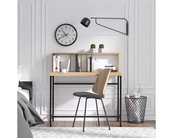 Creative Home Office Bureau met Planken | Eiken Zwart - Asir Group - Kantoor outlet - Bruin; Zwart - Metaal; Spaanplaat - Kantoor outlet -