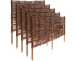 Creative Home rieten bedrand rieten schutting set van 5 | 60 x 40 cm (+/- 1 cm) | tuinafscheiding bedrand piket schutting | gazonafscheiding bedrand | decoratieve schutting tuin