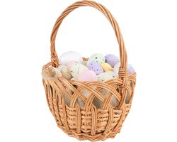 Creative Home Rieten mandje met hengsel - klein - handgeweven - 19 x 14 x 21 cm