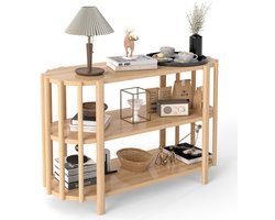 Creatorally 3 Laags Sidetable - Ovale Vorm - 110x38x75cm - Moderne Stijlvolle Sofatafel voor Woonkamer - Houtkleur - Consoletafel - Wandtafel - Tafel - Console Tafel - Haltafel