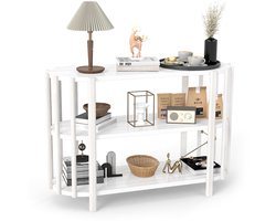 Creatorally 3 Laags Sidetable - Ovale Vorm - 110x38x75cm - Wandtafel - wit - Consoletafel - Wandtafel - Tafel - Console Tafel - Haltafel