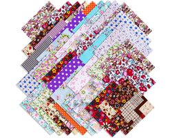 Creatorally 70 stuks Katoenen Stoffen - Vierkante Lapjes Stoffen - 25x25 cm - Naaien DIY - Bedding - quilt - patchwork - Pakket van 70 lapjes stof - DIY Katoenen Stof Bloemenprint B