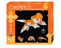 Creatto Sabre Tiger - Bouwset met LED Verlichting - Bouw 4 Lichtgevende Prehistorische Dieren - Sabeltandtijger, Mammoet, Wolf en Gier - 61 Onderdelen - Creatief Bouwspeelgoed - Vanaf 9 Jaar